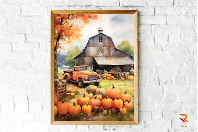 Water Color Fall Scene Wall Art