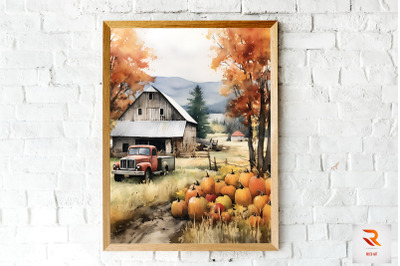 Water Color Fall Scene Wall Art