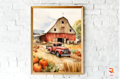 Water Color Fall Scene Wall Art