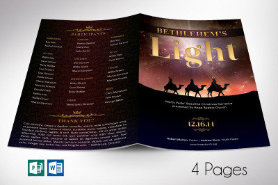 Bethlehem Christmas Program Template for Word and Publisher | 4 Pages
