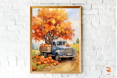 Maple Tree &amp; Old Truck Wall Art