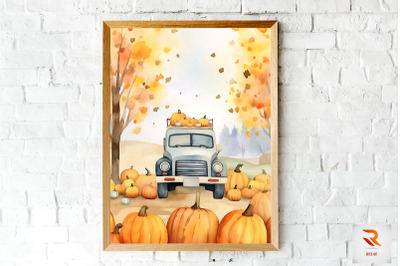 Watercolor Hello Fall Wall Art