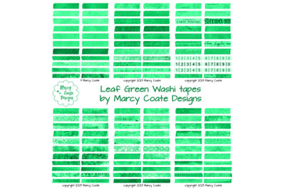 Leaf Green Digital Washi Tape Printable