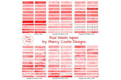 Red Digital Washi Tape Printable