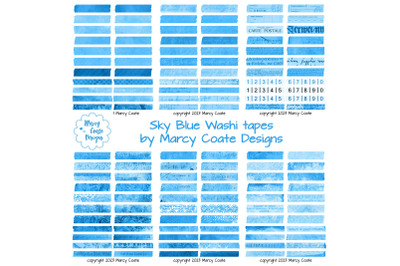 Sky Blue Digital Washi Tape Printable