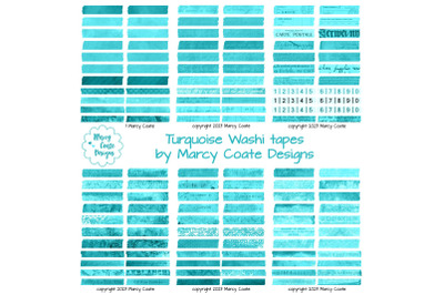 Turquoise Digital Washi Tape Printable
