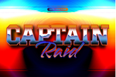 Captain raid editable text style effect in retro look design