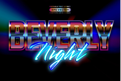 Retro text effect beverly night futuristic editable 80s classic style
