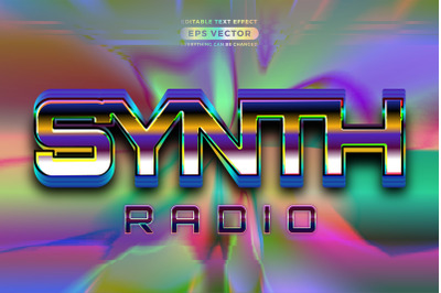 Retro text effect synth radio futuristic editable 80s classic style