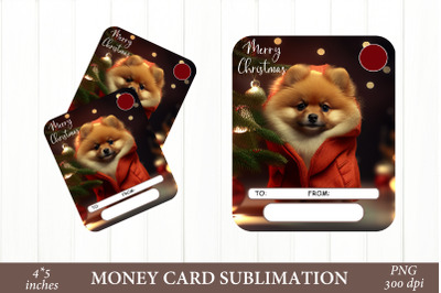 3D Dog Money Card. Christmas Holder Sublimation PNG