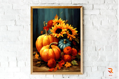 Fall Sunflowers &amp; Pumpkin Wall Art