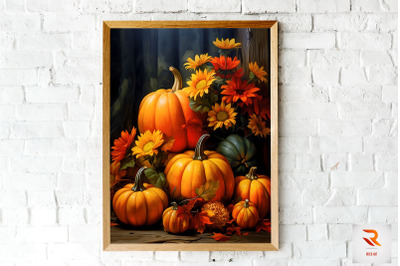 Fall Sunflowers &amp; Pumpkin Wall Art