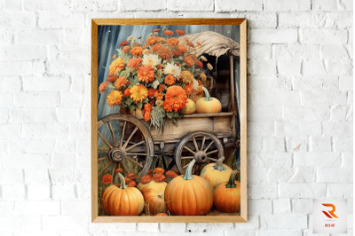 Fall Pumpkin In Wagon Wall Art