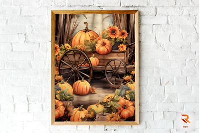 Fall Pumpkin In Wagon Wall Art