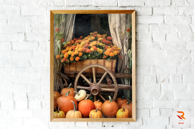 Fall Pumpkin In Wagon Wall Art