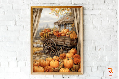 Fall Pumpkin In Wagon Wall Art