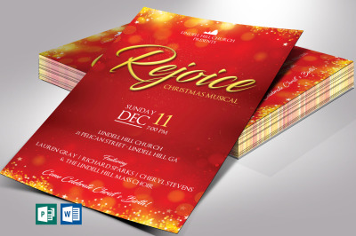 Rejoice Christmas Concert Flyer Template for Word and Publisher