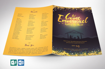 Emmanuel Christmas Program Template for Word and Publisher | 4 Pages