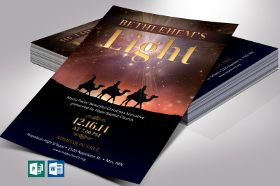 Bethlehem Light Christmas Flyer Template for Word and Publisher