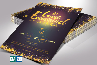 Emmanuel Christmas Flyer Template for Word | 5x8 inches