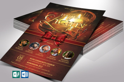 Light Christmas Flyer Template for Word and Publisher | 4x6 Inches