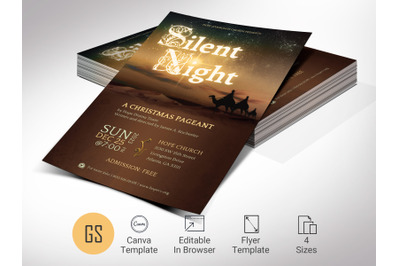 Silent Night Christmas Flyer Template for Canva | 4 Sizes