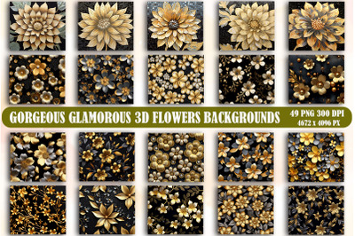 Gorgeous Glamorous 3D Flowers Background