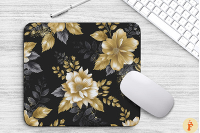 Black And Gold Floral Bouquet Mouse Pad