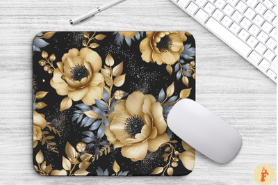 Black And Gold Floral Bouquet Mouse Pad