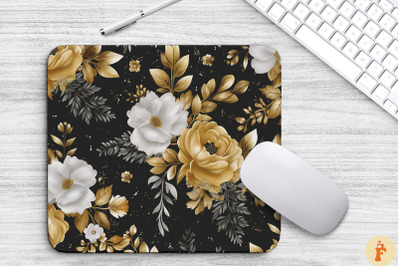 Black And Gold Floral Bouquet Mouse Pad