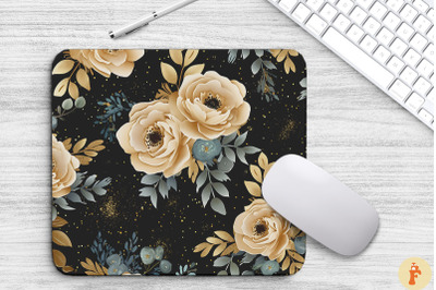 Black And Gold Floral Bouquet Mouse Pad