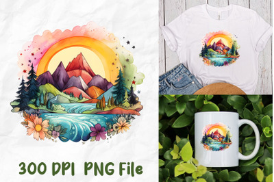 Rainbow Hippie Retro Nature Mountain