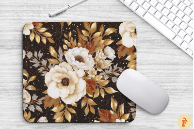 Brown And Gold Floral Bouquet Mouse Pad