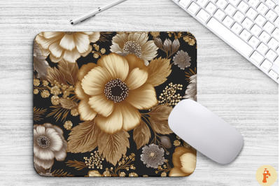 Brown And Gold Floral Bouquet Mouse Pad