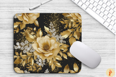 Glamorous Gold Floral Bouquet Mouse Pad