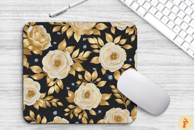 Glamorous Gold Floral Bouquet Mouse Pad