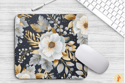 Gray And Gold Floral Bouquet Mouse Pad