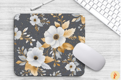 Gray And Gold Floral Bouquet Mouse Pad