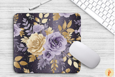 Purple And Gold Floral Bouquet Mouse Pad