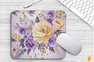 Purple And Gold Floral Bouquet Mouse Pad