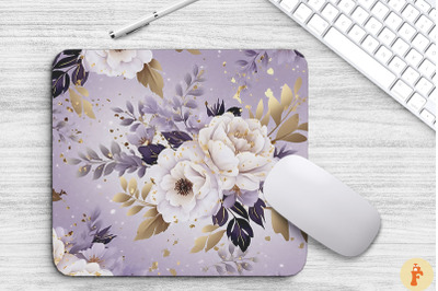 Purple And Gold Floral Bouquet Mouse Pad