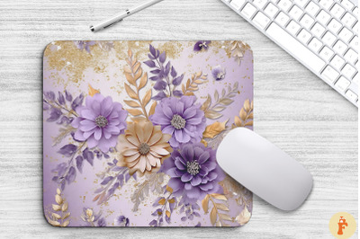 Purple And Gold Floral Bouquet Mouse Pad