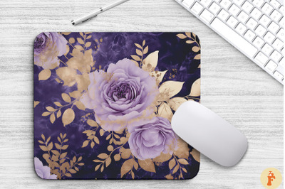 Purple And Gold Floral Bouquet Mouse Pad