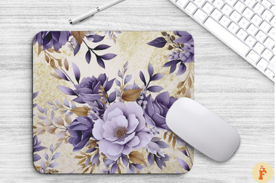 Purple And Gold Floral Bouquet Mouse Pad