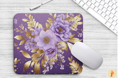 Purple And Gold Floral Bouquet Mouse Pad