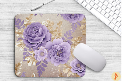 Purple And Gold Floral Bouquet Mouse Pad