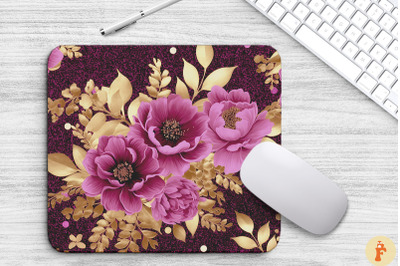 Glitter Magenta Floral Bouquet Mouse Pad