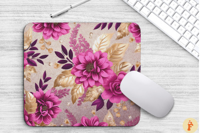 Glitter Magenta Floral Bouquet Mouse Pad