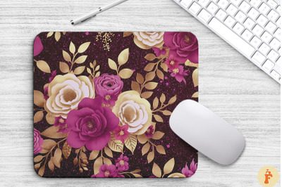 Glitter Magenta Floral Bouquet Mouse Pad