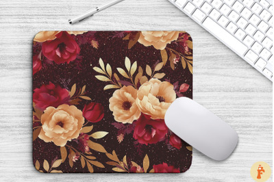 Maroon And Gold Floral Bouquet Mouse Pad